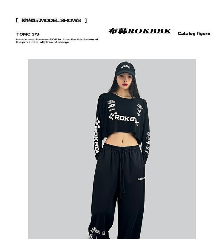 ROKBBK-K/Rokbbk-K Street Dance Fashion Brand Loose Hip Hop PersonalityjazzWomen's Jazz Sports Casual Pants