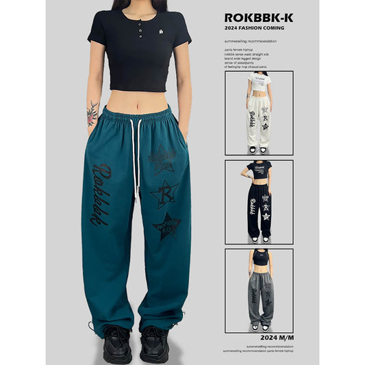 ROKBBK-K/Rokbbk-K Street Dance Fashion Brand JazzhiphopDance Letter PrintingjazzDancing Sports Pants Female