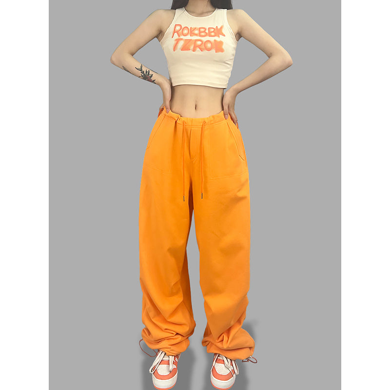 ROKBBK-K/Rokbbk-K Street Dance Fashion Brand JazzhiphopWomen's Sports Suit OrangejazzDancing Pants Tide