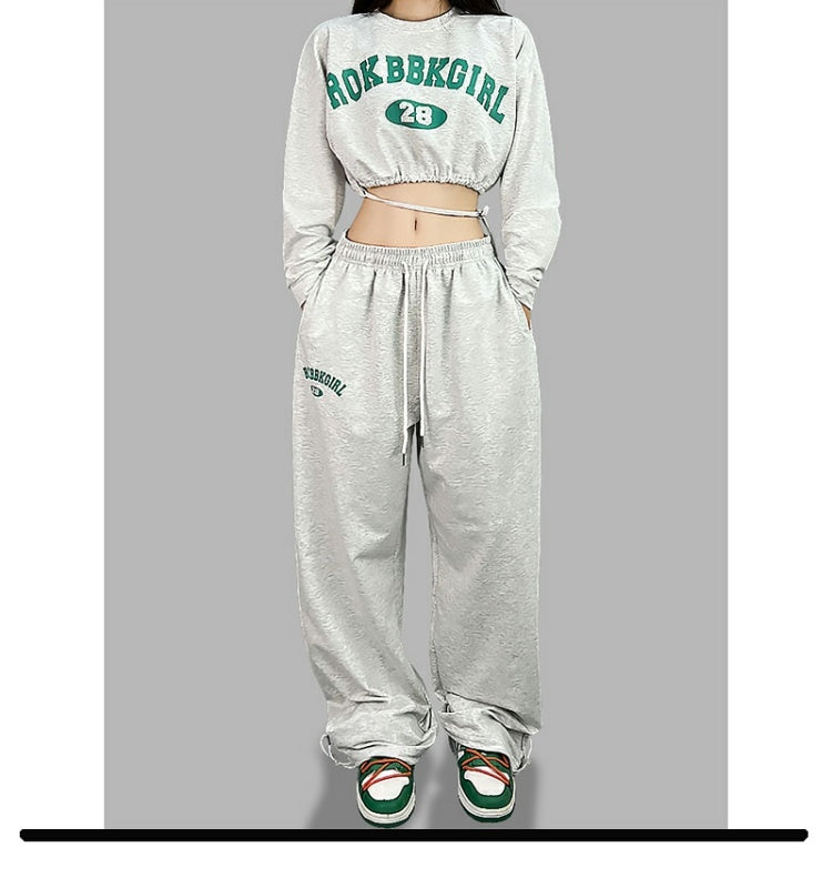 ROKBBK-K/Rokbbk-K Street Dance Fashion Brand JazzhiphopLetter Printed Trousers Women's Dancing Sports Suit Tide