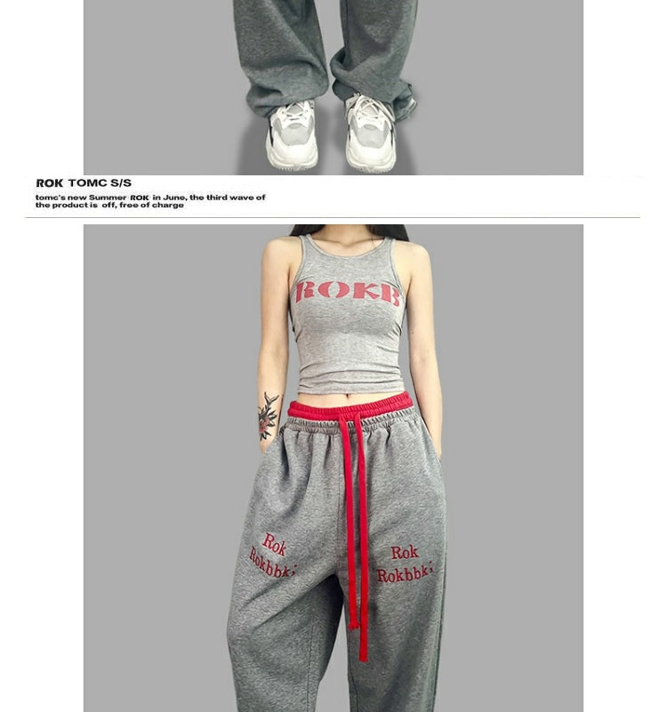 ROKBBK-K/Rokbbk-K Hip Hop Fashion Brand Double Waist JazzhiphopDancing Women's TrousersjazzSports Suit Tide