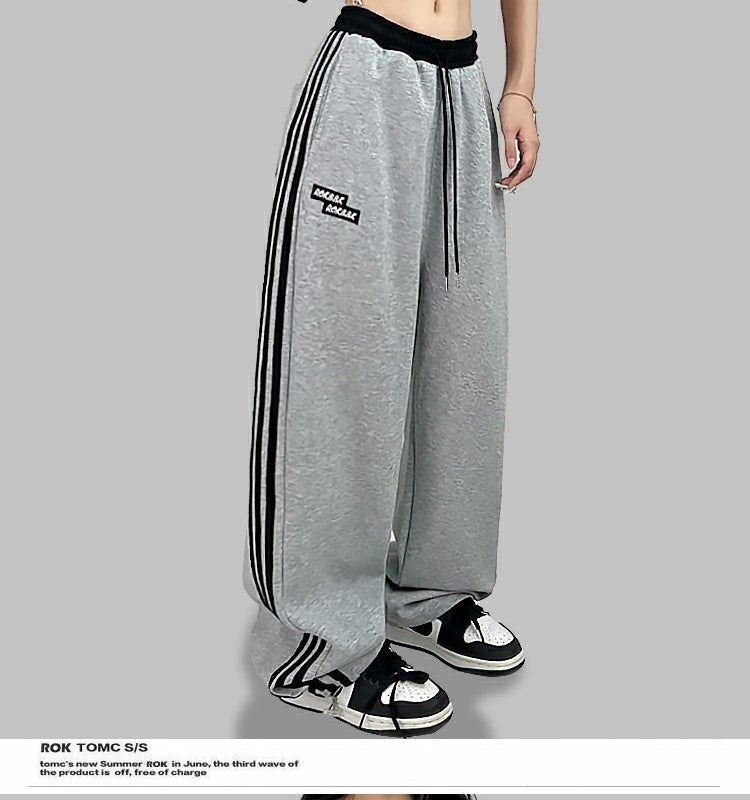 ROKBBK-K/Rokbbk-K Street Dance Fashion Brand Stitching Waist SportshiphopWomen's Three-Bar Trousers Jazz Suit