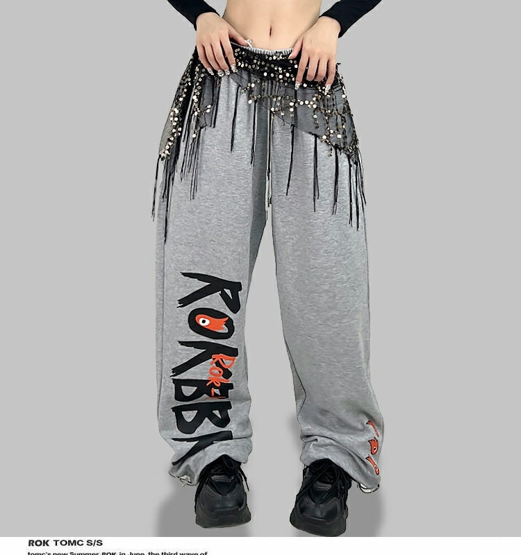 ROKBBK-K/Rokbbk-K Hip Hop Fashion Brand Printing JazzjazzSports TrousershiphopDancing Suit Women