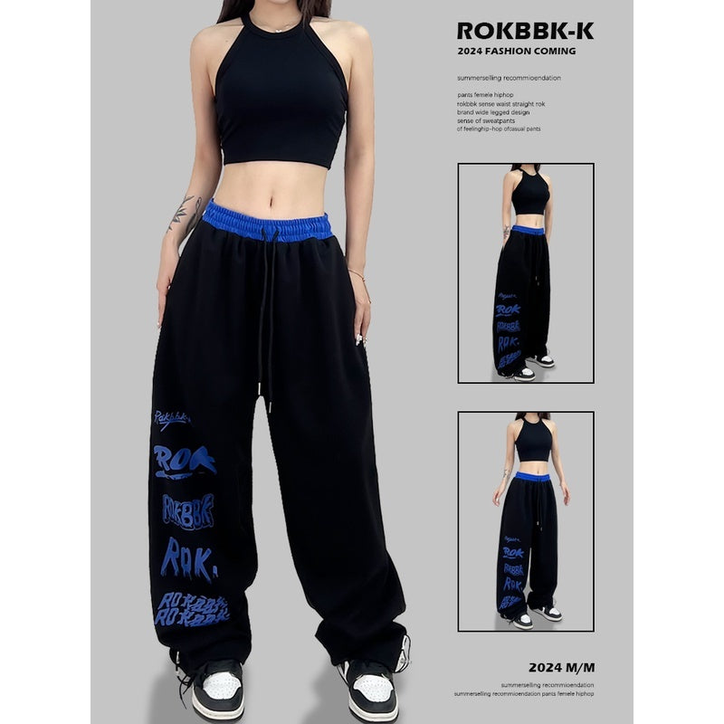 ROKBBK-K/Rokbbk-K Street Dance Fashion Brand Stitching Waist JazzjazzWomen's Sports Dancing TrousershiphopClothing