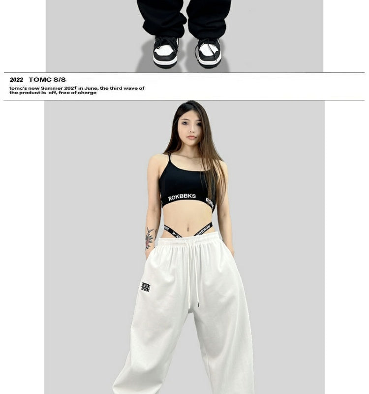 ROKBBK-K/Rokbbk-K Hip Hop Fashion Brand Loose Track Pants Embroidered Hip Hop Trousers Jazz DancejazzWomen's Pants