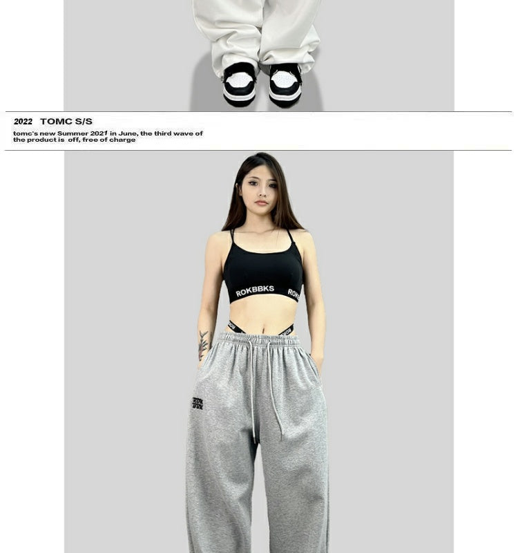 ROKBBK-K/Rokbbk-K Hip Hop Fashion Brand Loose Track Pants Embroidered Hip Hop Trousers Jazz DancejazzWomen's Pants