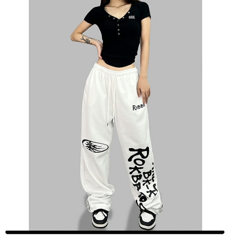 ROKBBK-K/Rokbbk-K Street Dance Fashion Brand Printing Jazz Street DancehiphopWomen's TrousersjazzDancing Sports Pants