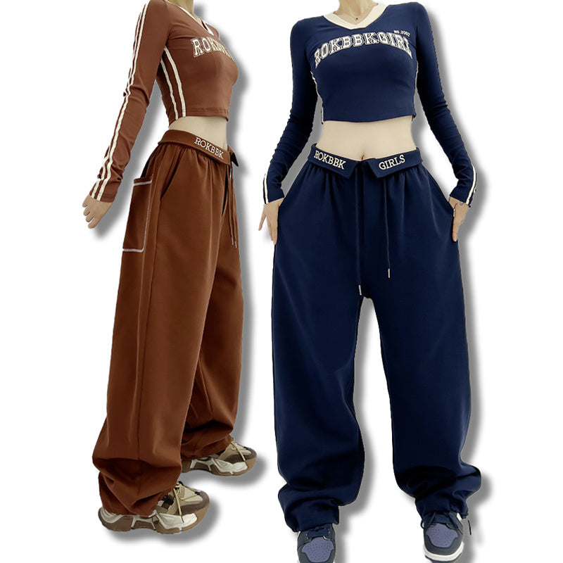 ROKBBK-K/Rokbbk-K Street DancehiphopJazz DancejazzPants Women's Hip Hop Loose Trousers Suit Clothing