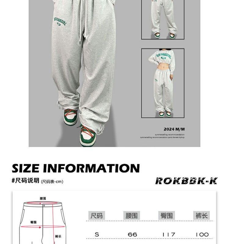 ROKBBK-K/Rokbbk-K Street Dance Fashion Brand JazzhiphopLetter Printed Trousers Women's Dancing Sports Suit Tide