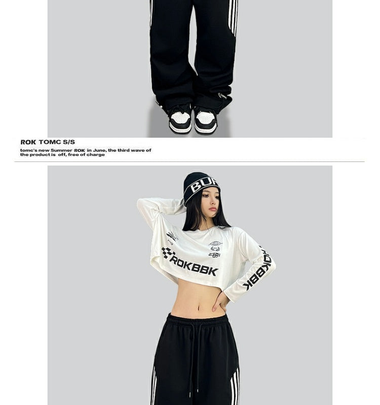 ROKBBK-K/Rokbbk-K Street Dance Fashion Brand American Style Hip Hop LeisurehiphopTrousers Loose Cool Sports Pants Female