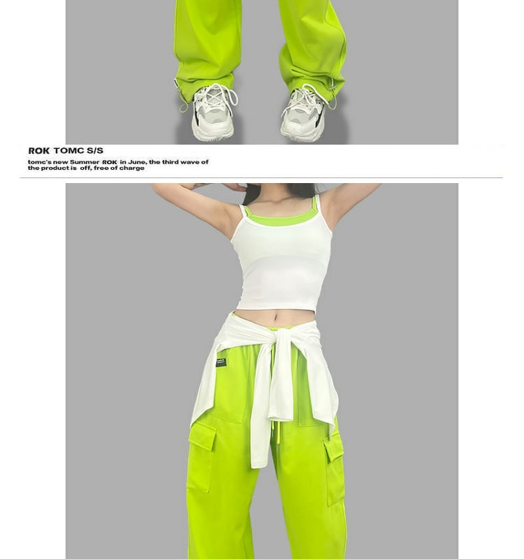 ROKBBK-K/Rokbbk-K Hip Hop Fashion Brand Double Side Pocket Jazz Dancing Trousers Women's Sports Hip HopjazzSuit