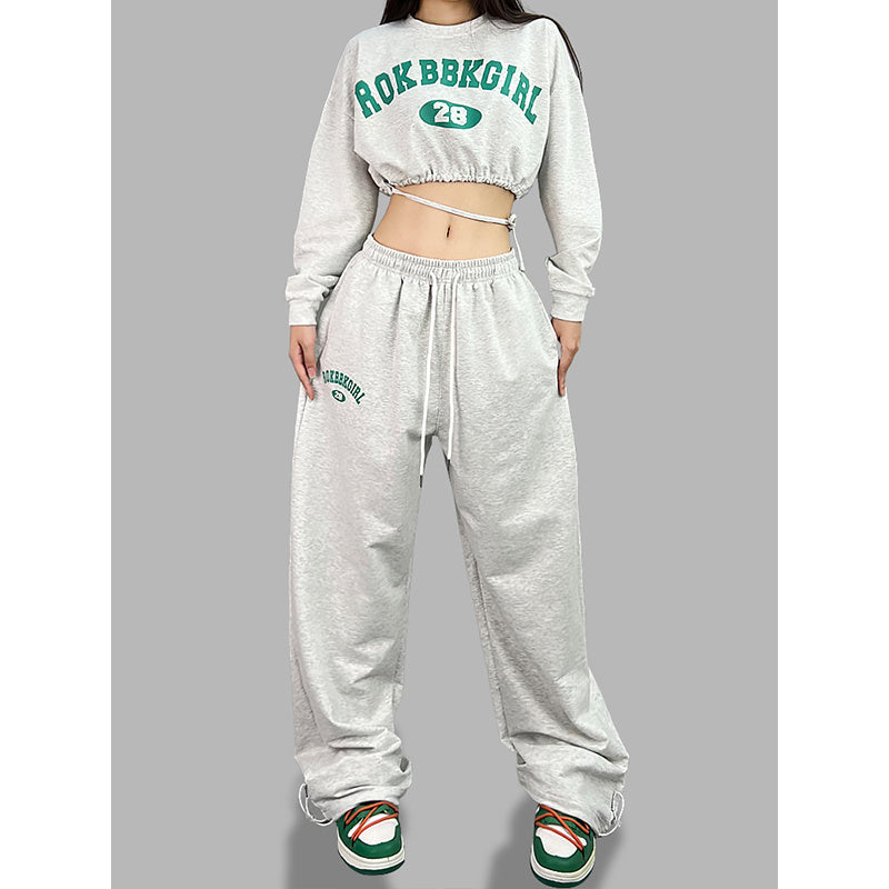 ROKBBK-K/Rokbbk-K Street Dance Fashion Brand JazzhiphopLetter Printed Trousers Women's Dancing Sports Suit Tide