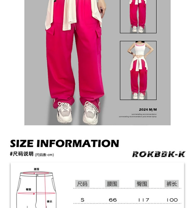 ROKBBK-K/Rokbbk-K Hip Hop Fashion Brand Plum Powder Pocket Hip Hop Jazz Sports DancingjazzWomen's Trousers Suit