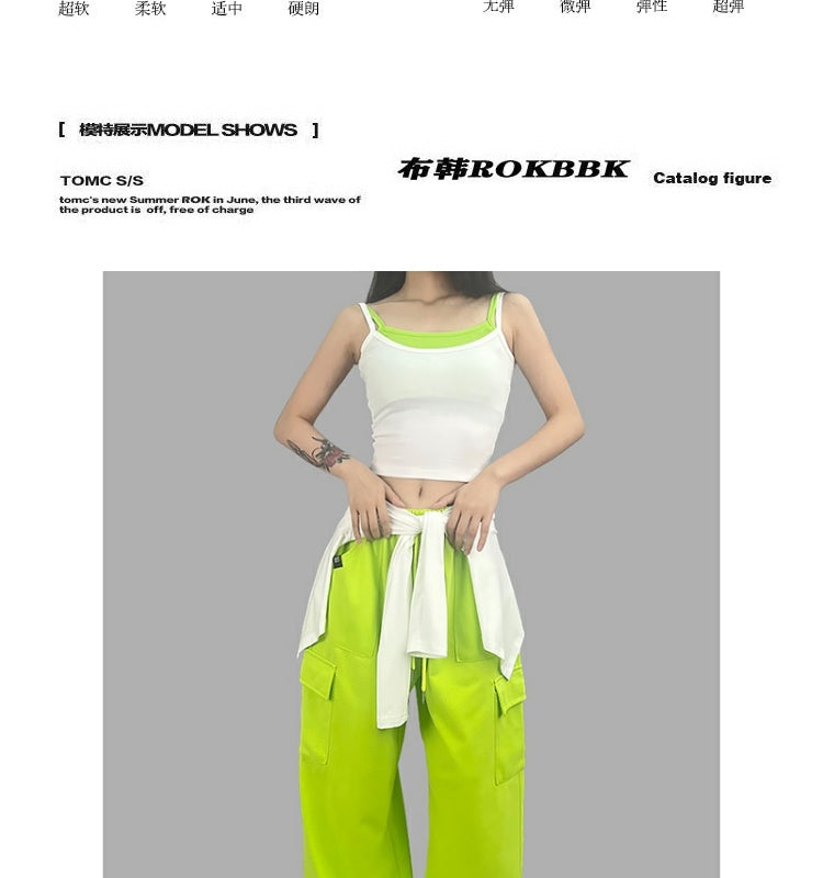 ROKBBK-K/Rokbbk-K Hip Hop Fashion Brand Double Side Pocket Jazz Dancing Trousers Women's Sports Hip HopjazzSuit