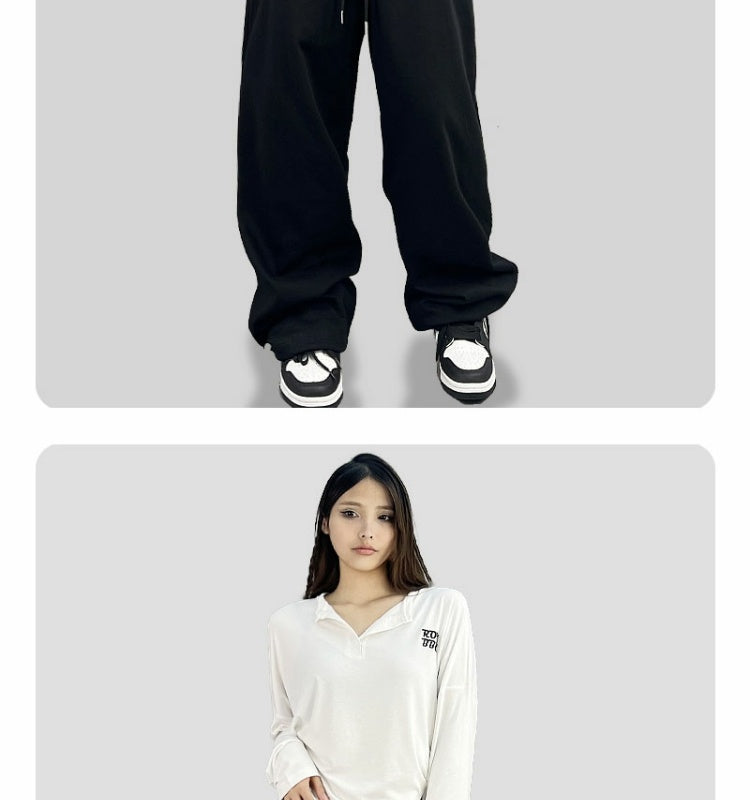 Jazz Rap Sports Pants Female Embroidery Loose Straight DancinghiphopCasual Trousers