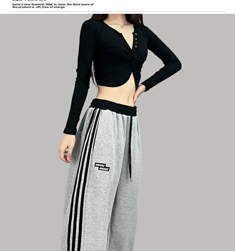 ROKBBK-K/Rokbbk-K Street Dance Fashion Brand Stitching Waist Three Bars SportshiphopWomen's Trousers Jazz Suit