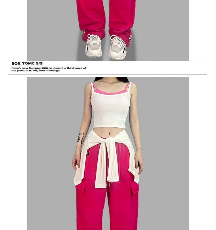 ROKBBK-K/Rokbbk-K Hip Hop Fashion Brand Plum Powder Pocket Hip Hop Jazz Sports DancingjazzWomen's Trousers Suit