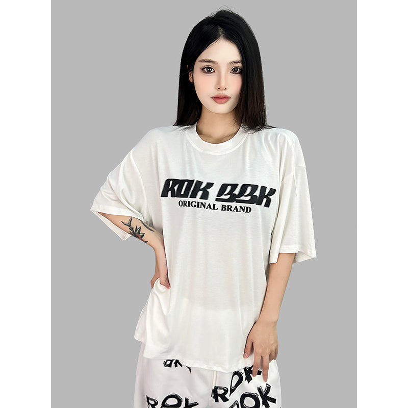 ROKBBK-K/Rokbbk-K Street Dance Fashion Brand Loose Letter Printing Dancing SportsTJazz Shirt Lazy Blouse