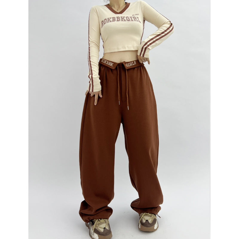 ROKBBK-K/Rokbbk-K Street DancehiphopJazz DancejazzPants Women's Hip Hop Loose Trousers Suit Clothing