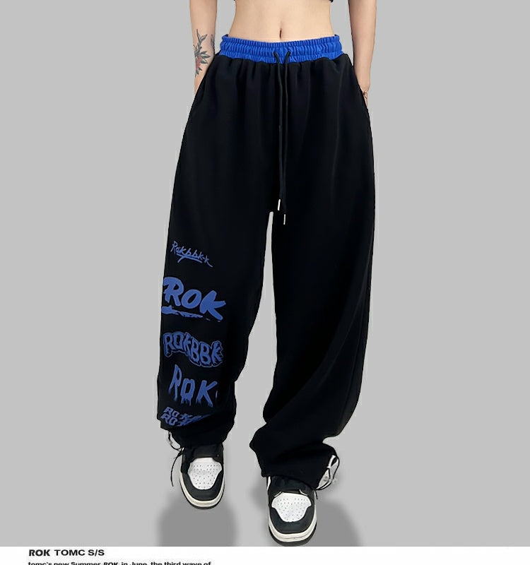 ROKBBK-K/Rokbbk-K Street Dance Fashion Brand Stitching Waist JazzjazzWomen's Sports Dancing TrousershiphopClothing