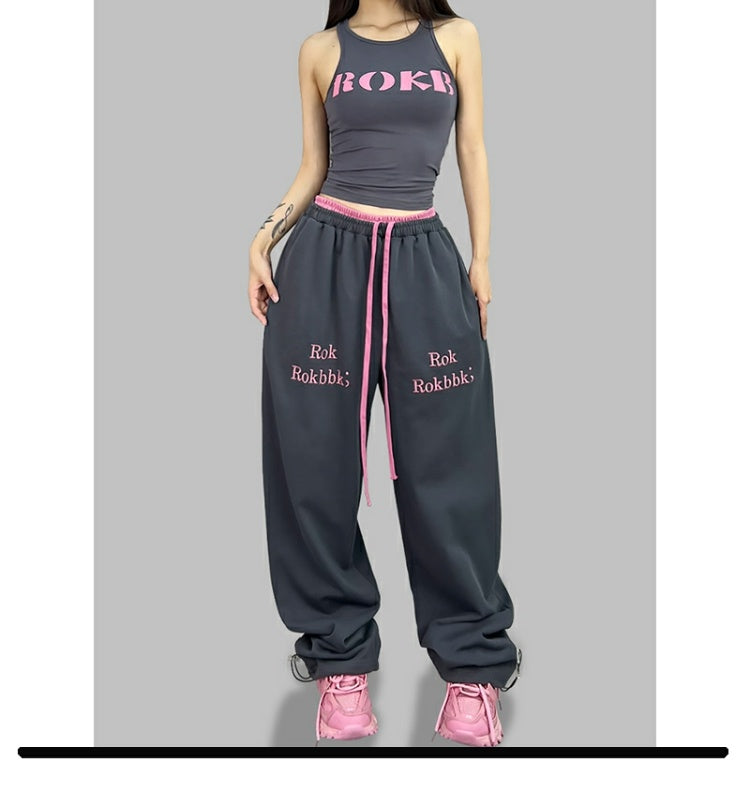 ROKBBK-K/Rokbbk-K Street Dance Fashion Brand JazzhiphopDouble Waist Dancing Women's Trousers SportsjazzSuit Tide