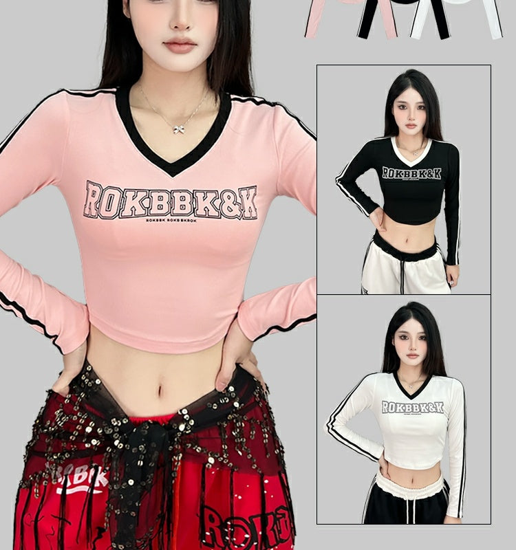 ROKBBK-K/Rokbbk-K Street Dance Fashion Brand JazzjazzSportsVCollar Top Female DancinghiphopFashion Clothing