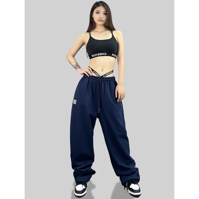 ROKBBK-K/Rokbbk-K Hip Hop Fashion Brand Loose Track Pants Embroidered Hip Hop Trousers Jazz DancejazzWomen's Pants