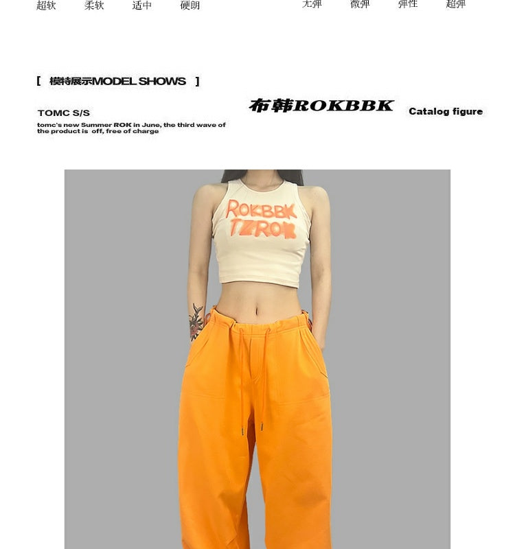 ROKBBK-K/Rokbbk-K Street Dance Fashion Brand JazzhiphopWomen's Sports Suit OrangejazzDancing Pants Tide