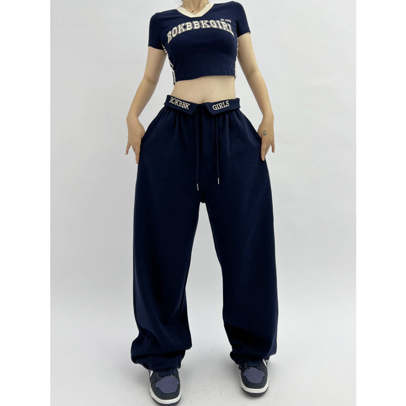 ROKBBK-K/Rokbbk-K Street DancehiphopJazz DancejazzPants Women's Hip Hop Loose Trousers Suit Clothing