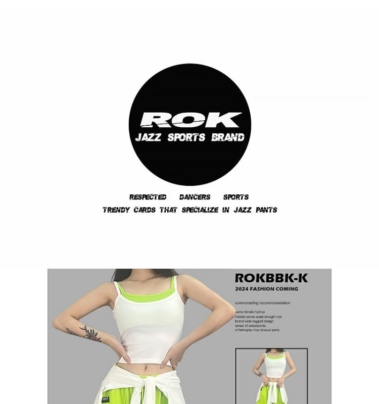 ROKBBK-K/Rokbbk-K Hip Hop Fashion Brand Double Side Pocket Jazz Dancing Trousers Women's Sports Hip HopjazzSuit