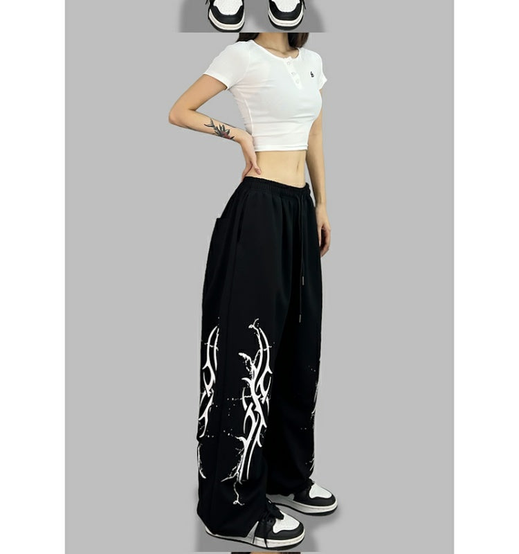 ROKBBK-K/Rokbbk-K Street Dance Fashion Brand JazzhiphopWomen's Four-Piece Printed Dancing TrousersjazzSports Pants