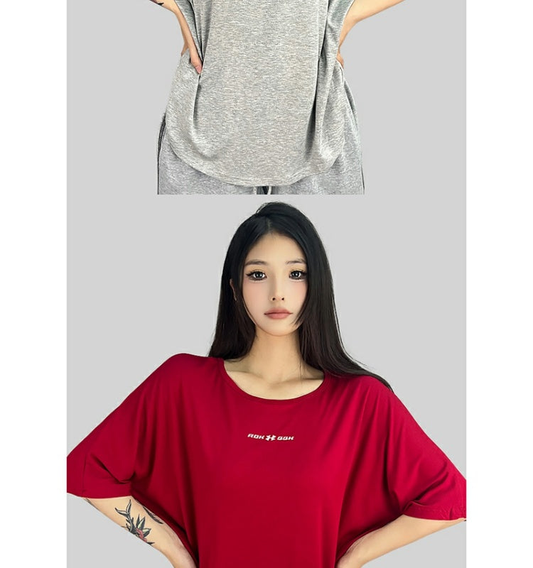 ROKBBK-K/Rokbbk-K Hip Hop Fashion Brand Lazy Hip Hop Loose Top Female Jazz Dance Sports LeisureTT-shirt Fashion