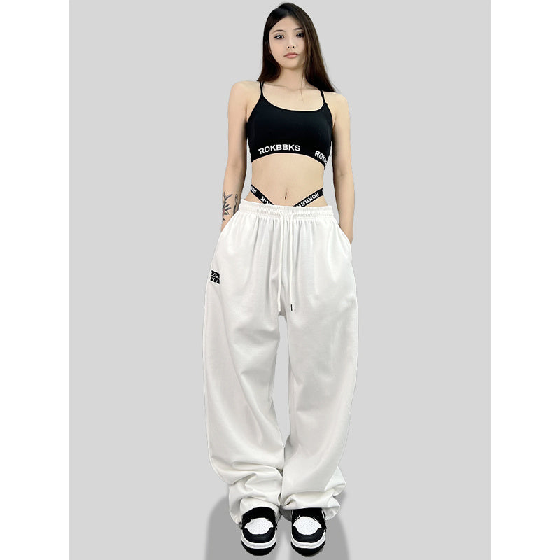 ROKBBK-K/Rokbbk-K Hip Hop Fashion Brand Loose Track Pants Embroidered Hip Hop Trousers Jazz DancejazzWomen's Pants