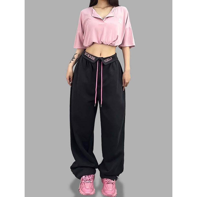 ROKBBK-K/Rokbbk-K Hip Hop Fashion Brand Loose Jazz Sports TrousershiphopSports Dancing Women's Suit Fashion