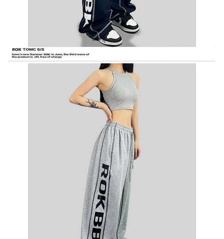 ROKBBK-K/Rokbbk-K Hip Hop Fashion Brand Side Printing Hip Hop Sports Suit WomenhiphopJazz Dancing Pants