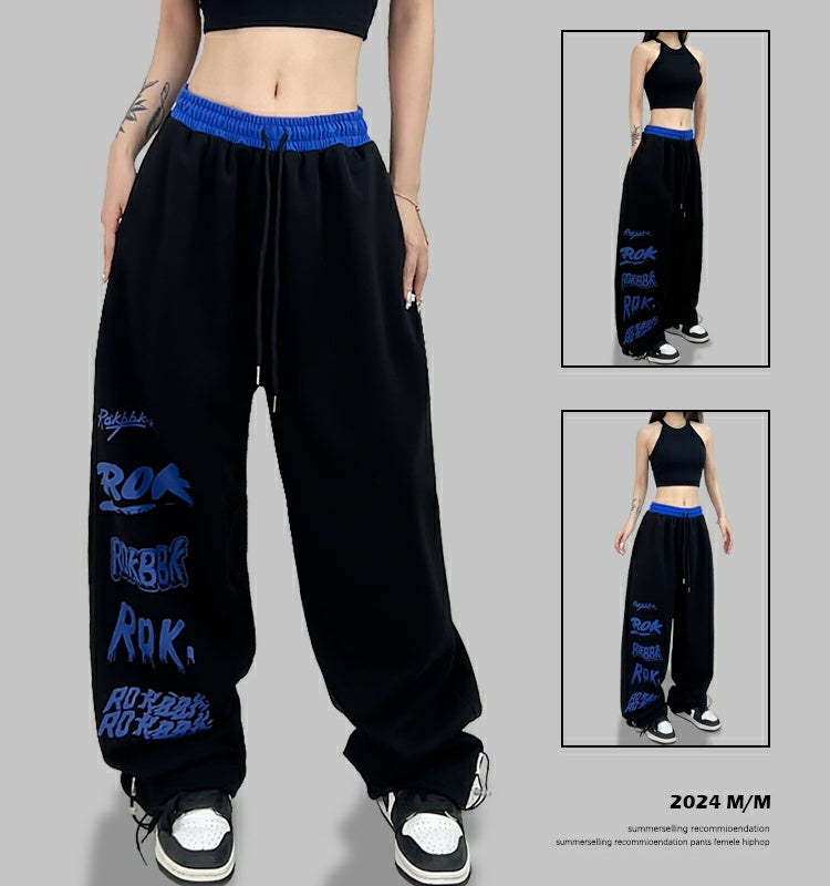 ROKBBK-K/Rokbbk-K Street Dance Fashion Brand Stitching Waist JazzjazzWomen's Sports Dancing TrousershiphopClothing