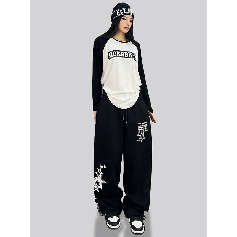 ROKBBK-K/Rokbbk-K Street Dance Fashion Brand Jazz DancehiphopHip Hop Wide Leg Pants Women LoosejazzSports Tide