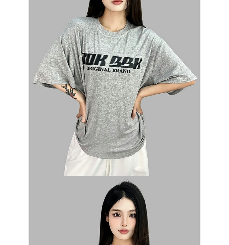 ROKBBK-K/Rokbbk-K Street Dance Fashion Brand Loose Letter Printing Dancing SportsTJazz Shirt Lazy Blouse