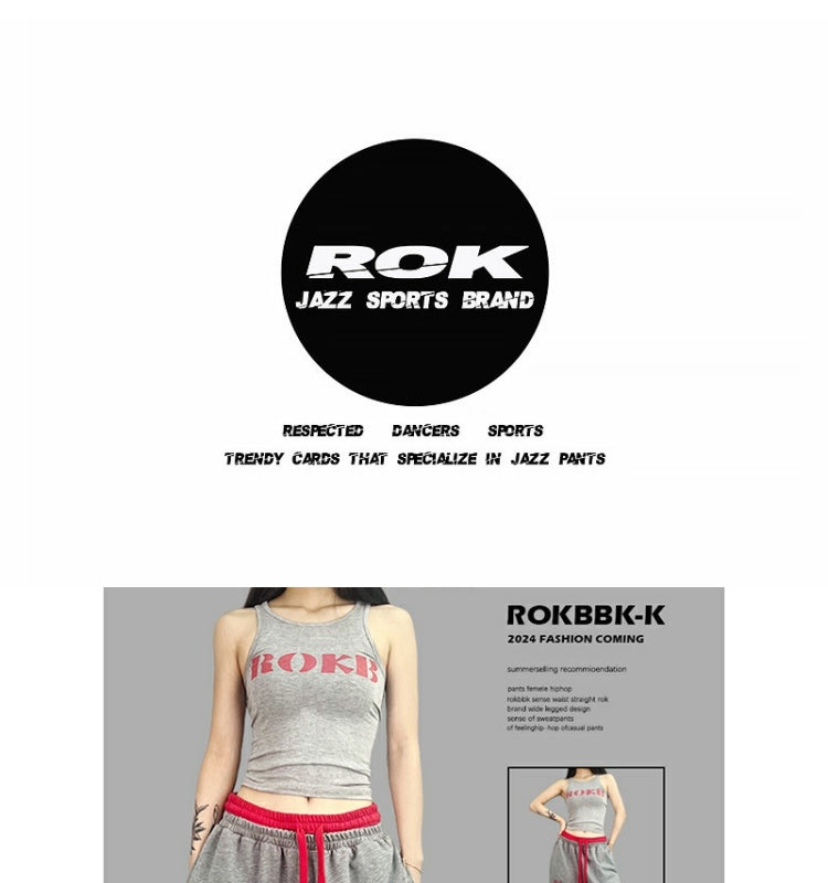 ROKBBK-K/Rokbbk-K Hip Hop Fashion Brand Double Waist JazzhiphopDancing Women's TrousersjazzSports Suit Tide