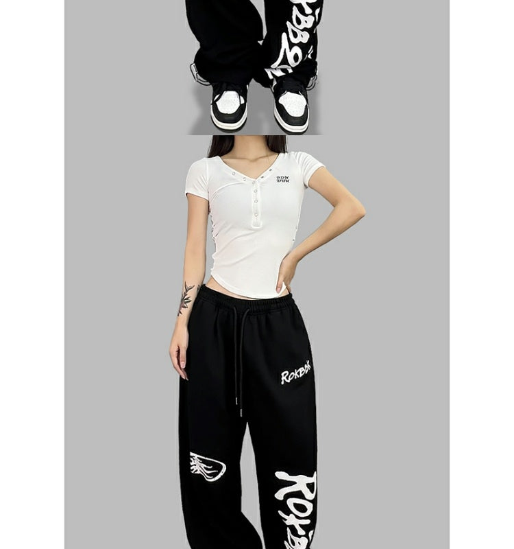 ROKBBK-K/Rokbbk-K Street Dance Fashion Brand Printing Jazz Street DancehiphopWomen's TrousersjazzDancing Sports Pants