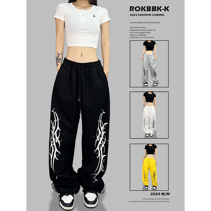 ROKBBK-K/Rokbbk-K Street Dance Fashion Brand JazzhiphopWomen's Four-Piece Printed Dancing TrousersjazzSports Pants