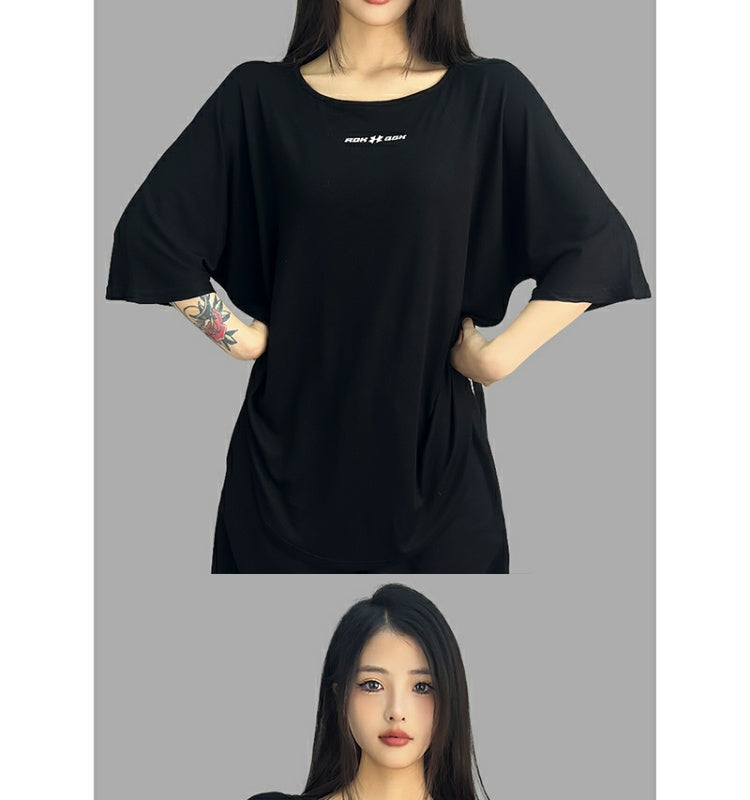 ROKBBK-K/Rokbbk-K Hip Hop Fashion Brand Lazy Hip Hop Loose Top Female Jazz Dance Sports LeisureTT-shirt Fashion