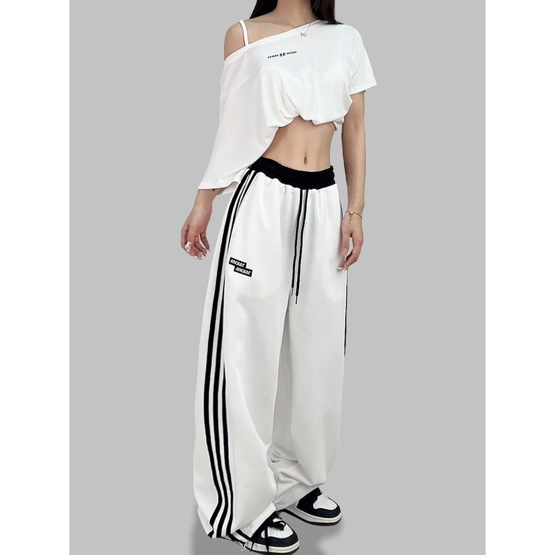 ROKBBK-K/Rokbbk-K Street Dance Fashion Brand Stitching Waist SportshiphopWomen's Three-Bar Trousers Jazz Suit