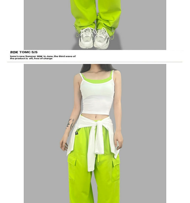 ROKBBK-K/Rokbbk-K Hip Hop Fashion Brand Double Side Pocket Jazz Dancing Trousers Women's Sports Hip HopjazzSuit