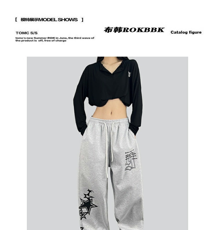 ROKBBK-K/Rokbbk-K Street Dance Fashion BrandhiphopJazz Dance Personality Women's Printed Wear TrousersjazzSports Pants