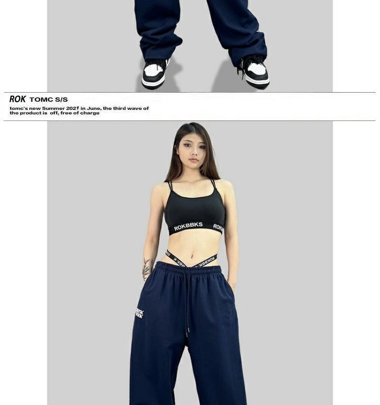 ROKBBK-K/Rokbbk-K Hip Hop Fashion Brand Loose Track Pants Embroidered Hip Hop Trousers Jazz DancejazzWomen's Pants