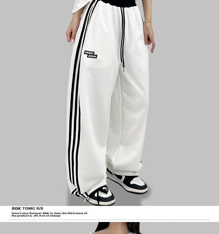 ROKBBK-K/Rokbbk-K Street Dance Fashion Brand Stitching Waist SportshiphopWomen's Three-Bar Trousers Jazz Suit