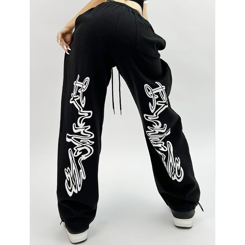 American New Special-Interest Design Versatile Jazz Sports Pants Female Loose Hip Hop Street Straight Ankle Tied Casual Sweatpants