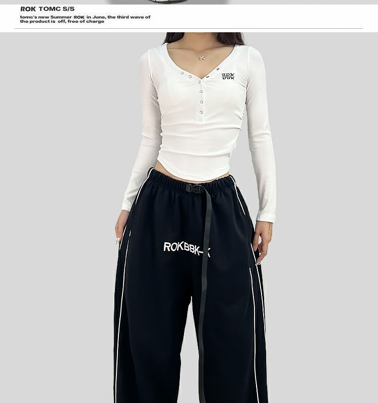 ROKBBK-K/Rokbbk-K Street Dance Fashion Brand Belt JazzhiphopDancing Trousers for WomenjazzFashion Sports Clothing