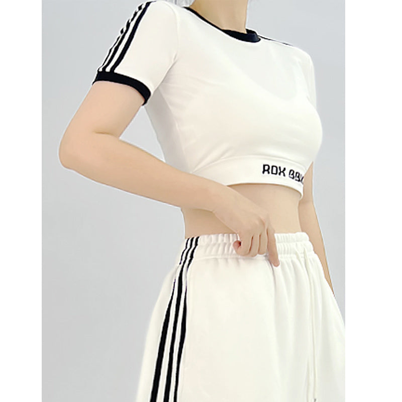 ROKBBK-K/Rokbbk-K Street DancehiphopThree-Stripe Track Pants Women's Slimming High Waist Trousers Niche Street Fashion